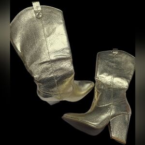 JustFab Gold Heeled Boots